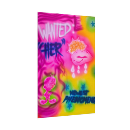 "wanted" airbrush rolled print