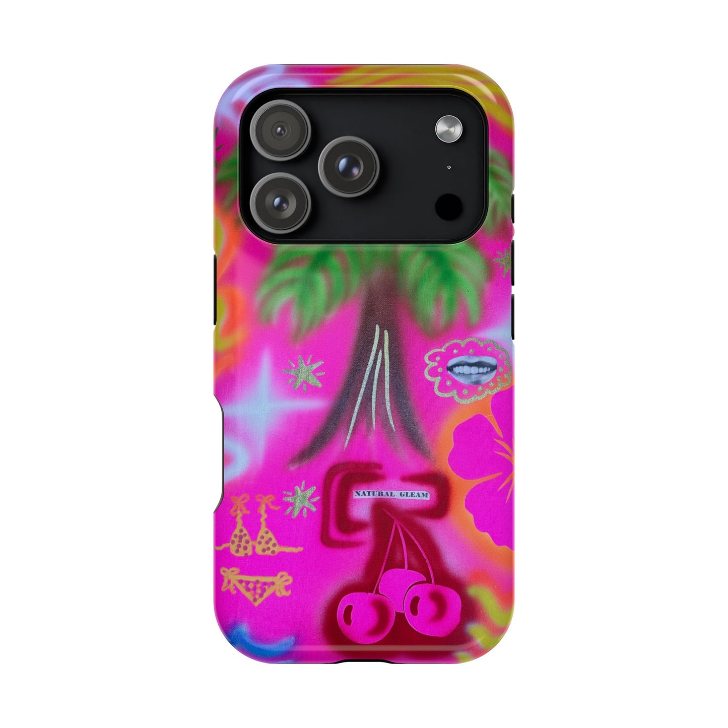 MagSafe "neon pink palms" Airbrush iPhone-Hülle