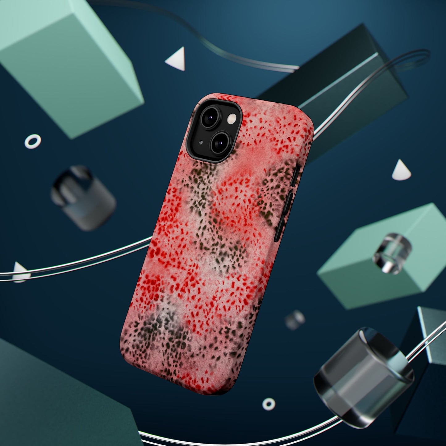 MagSafe "red cheetah" airbrush iPhone case