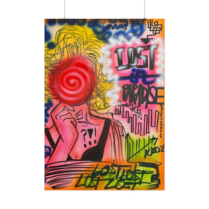 "lost in paradise" airbrush rolled print