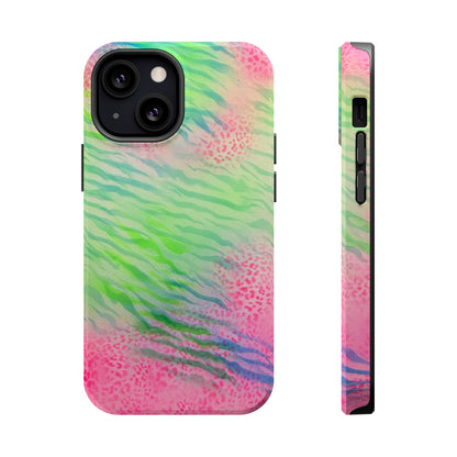 MagSafe "teal cheetah" airbrush iPhone case