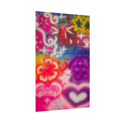 "luck & luv" airbrush rolled print