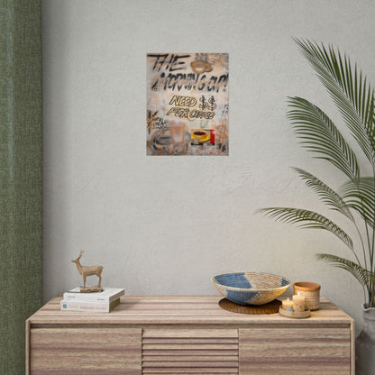 "need $$ for coffee" airbrush rolled print