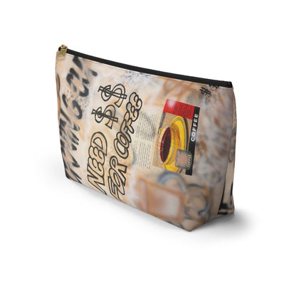 "need $$ for coffee" airbrush makeup pouch