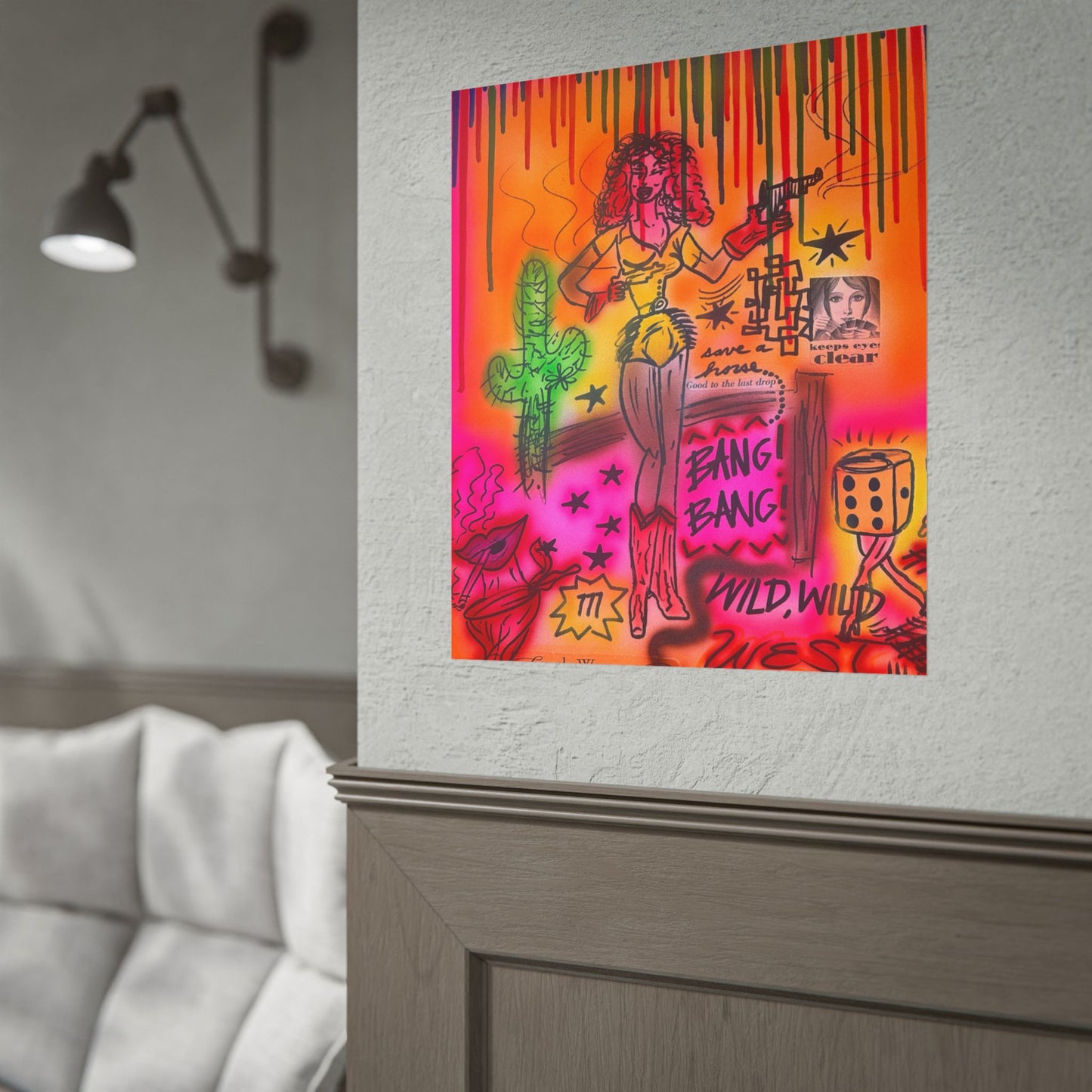 "wild, wild west" airbrush rolled print