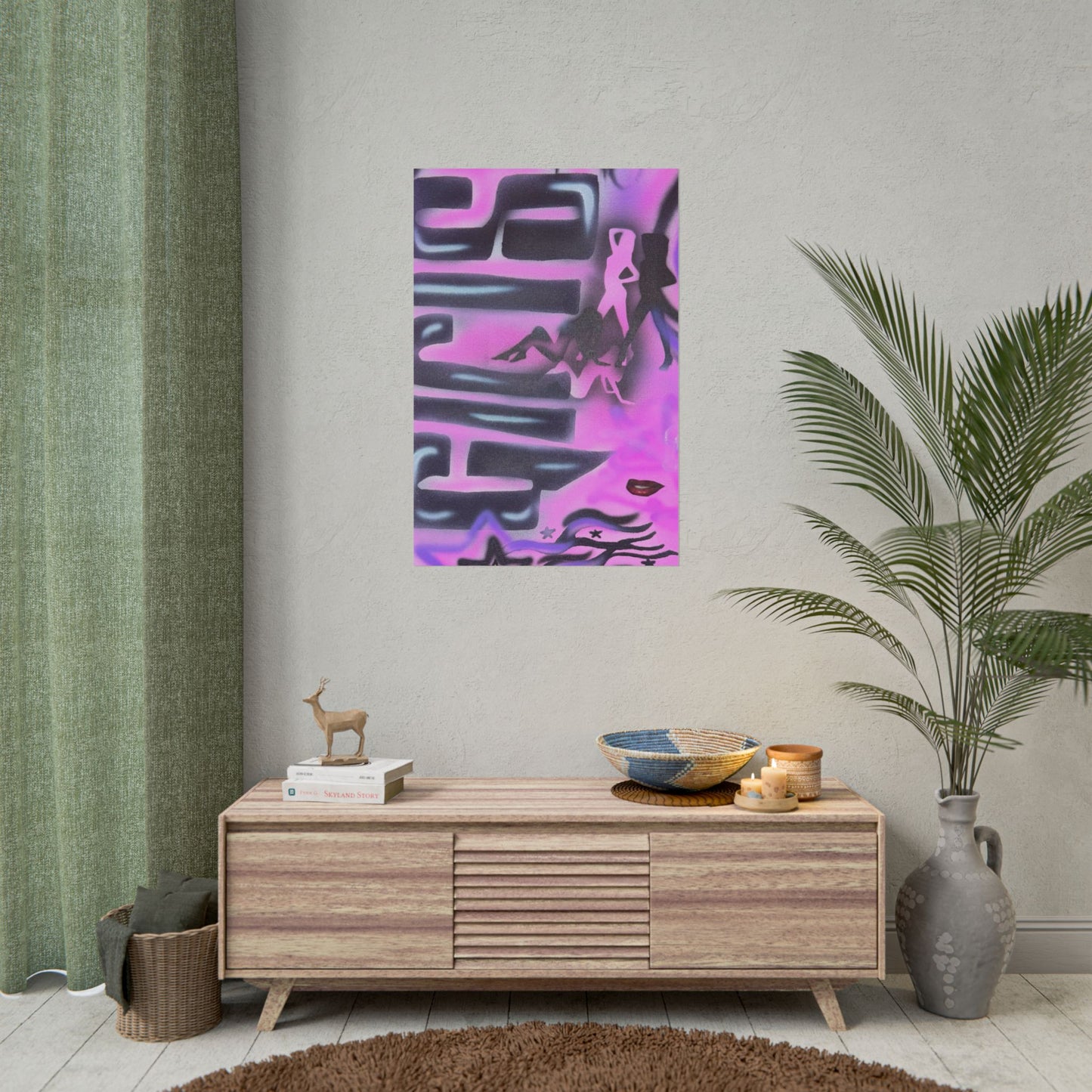 "neon nights" airbrush rolled print