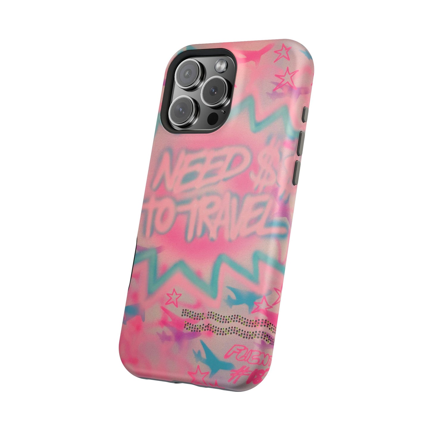 MagSafe "need $$ to travel" airbrush iPhone case