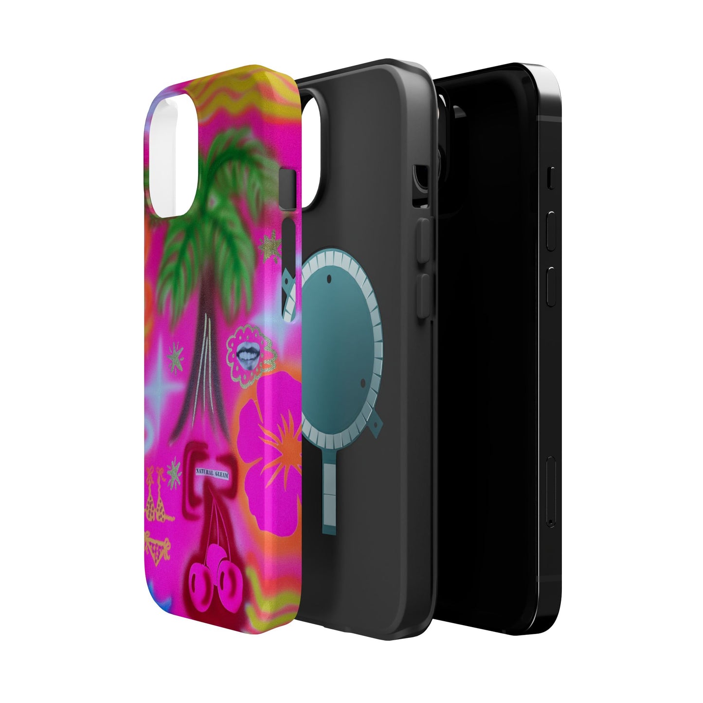 MagSafe "neon pink palms" Airbrush iPhone-Hülle