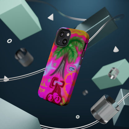 MagSafe "neon pink palms" Airbrush iPhone-Hülle