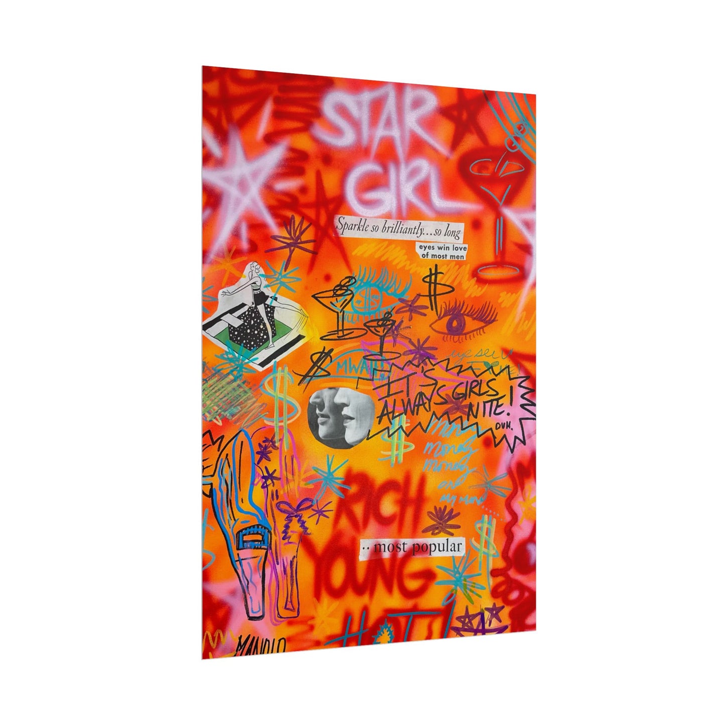 "young, rich, hot" airbrush rolled print