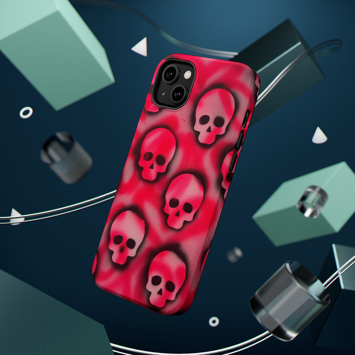 MagSafe "pink skully" airbrush iPhone case