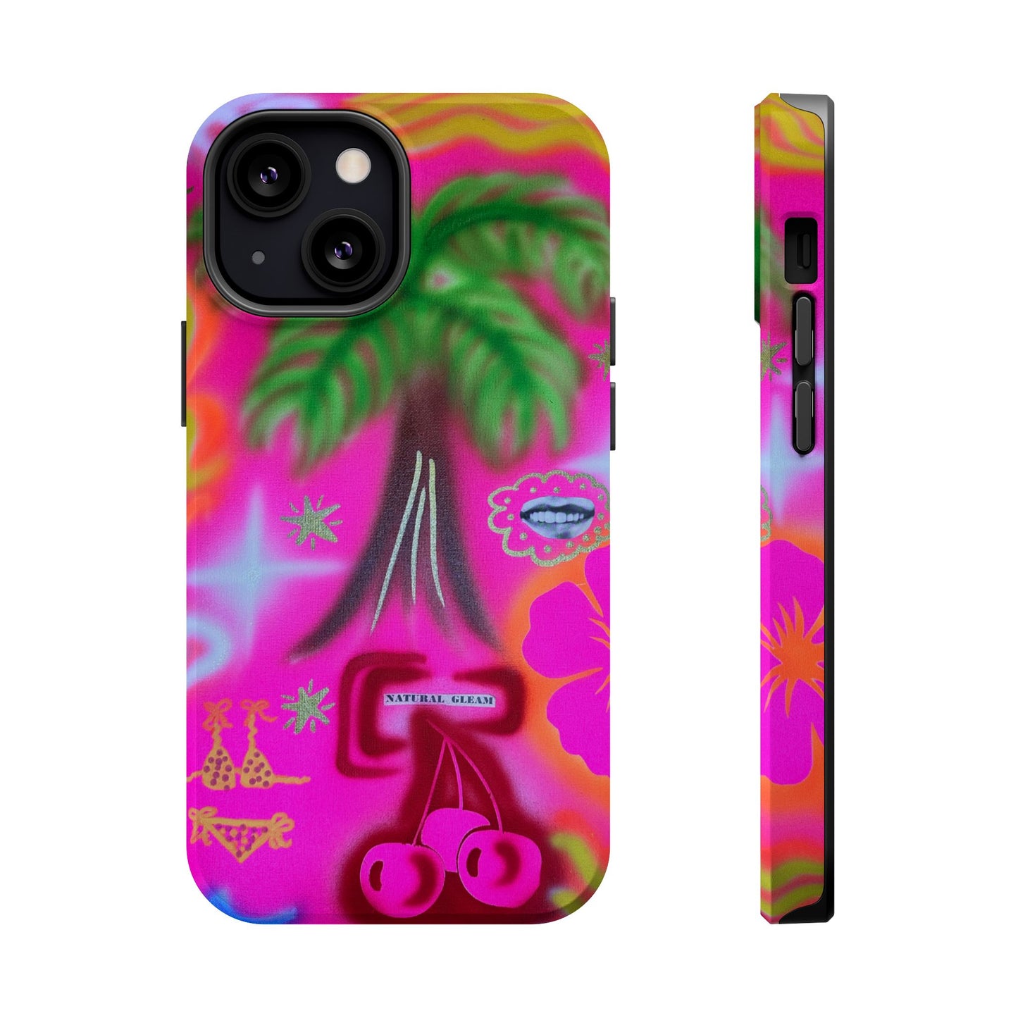 MagSafe "neon pink palms" Airbrush iPhone-Hülle