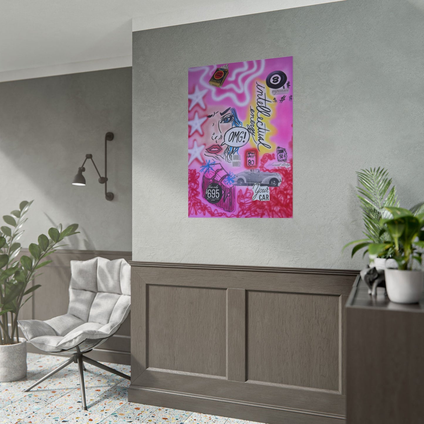 "intellectual energy" airbrush rolled print