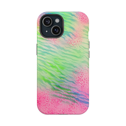 MagSafe "teal cheetah" airbrush iPhone case