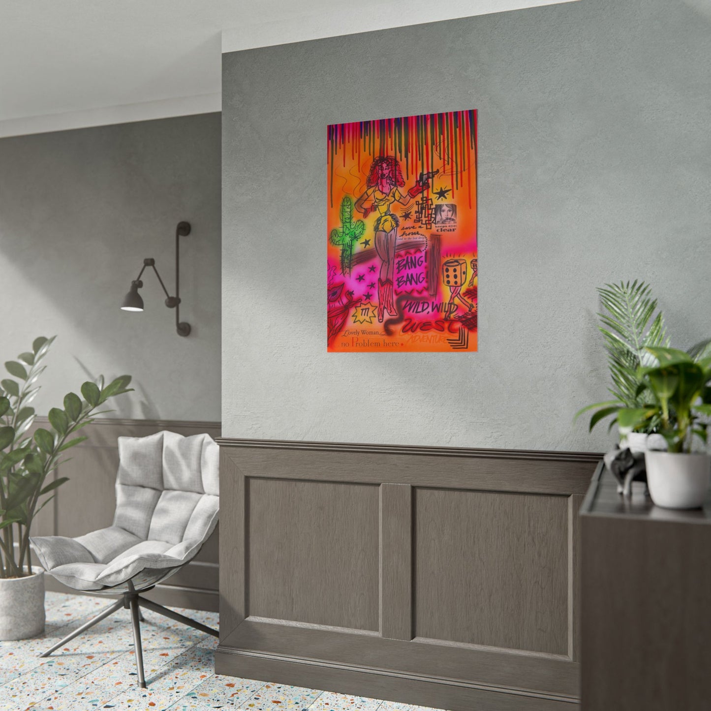"wild, wild west" airbrush rolled print