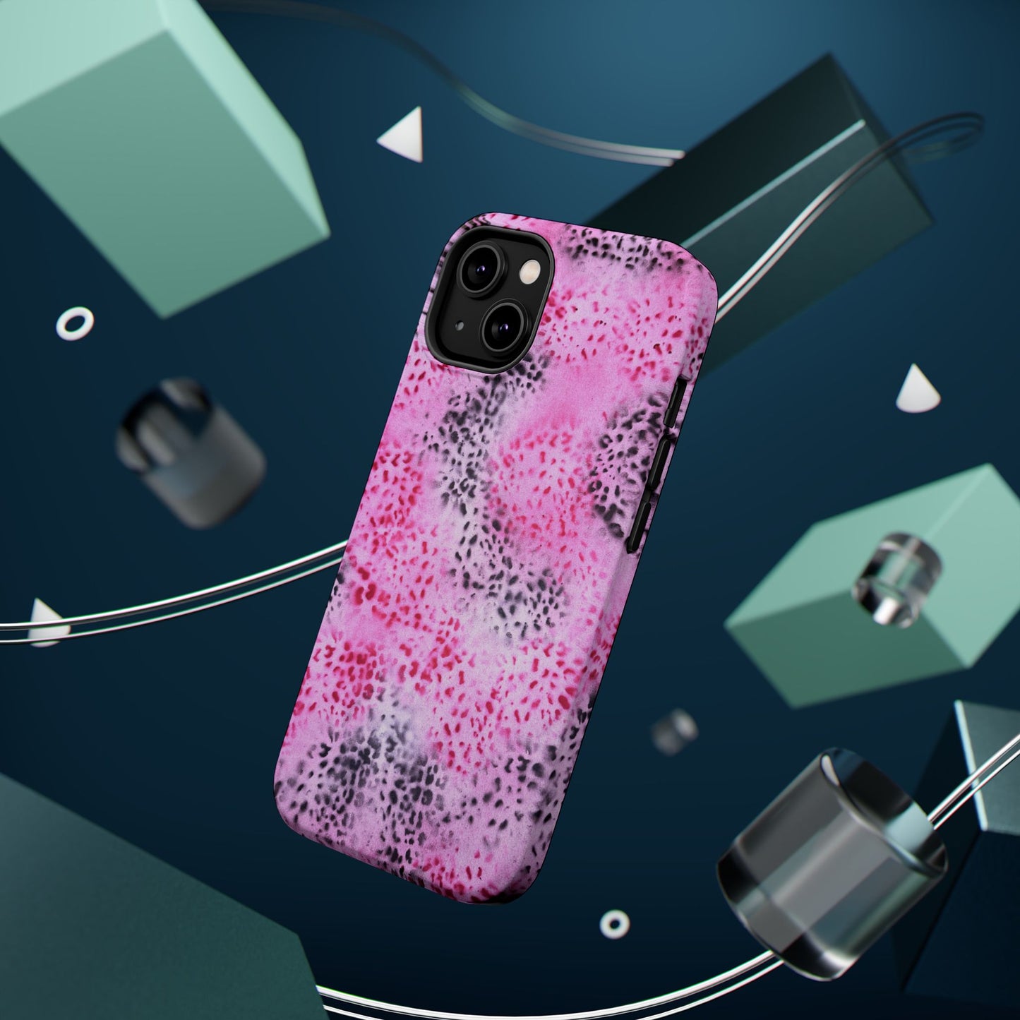 MagSafe "pink cheetah" airbrush iPhone case