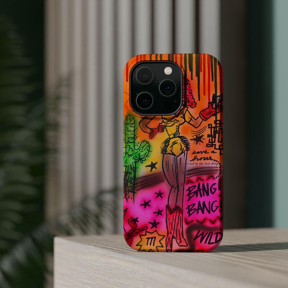 MagSafe "wild, wild west" airbrush iPhone case