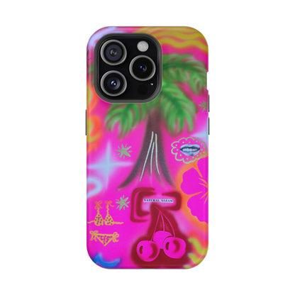 MagSafe "neon pink palms" Airbrush iPhone-Hülle