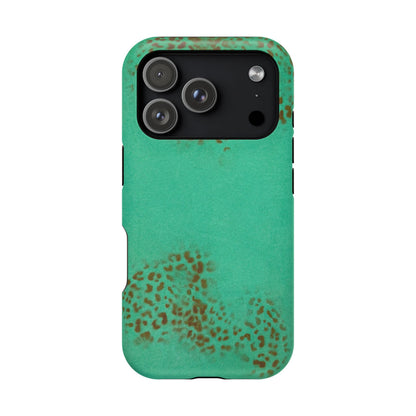 MagSafe "teal cheetah" airbrush iPhone case