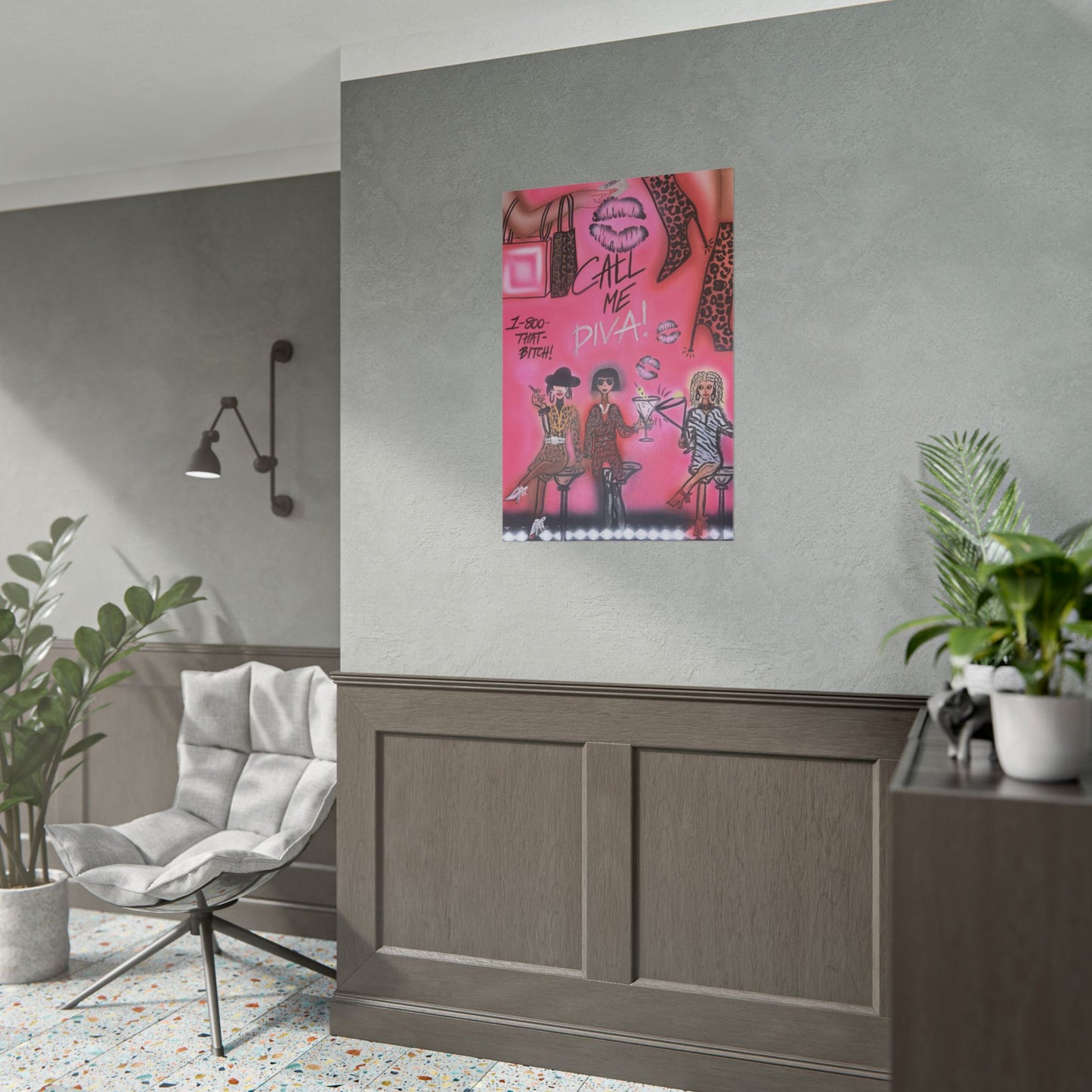 "party diva!" airbrush rolled print