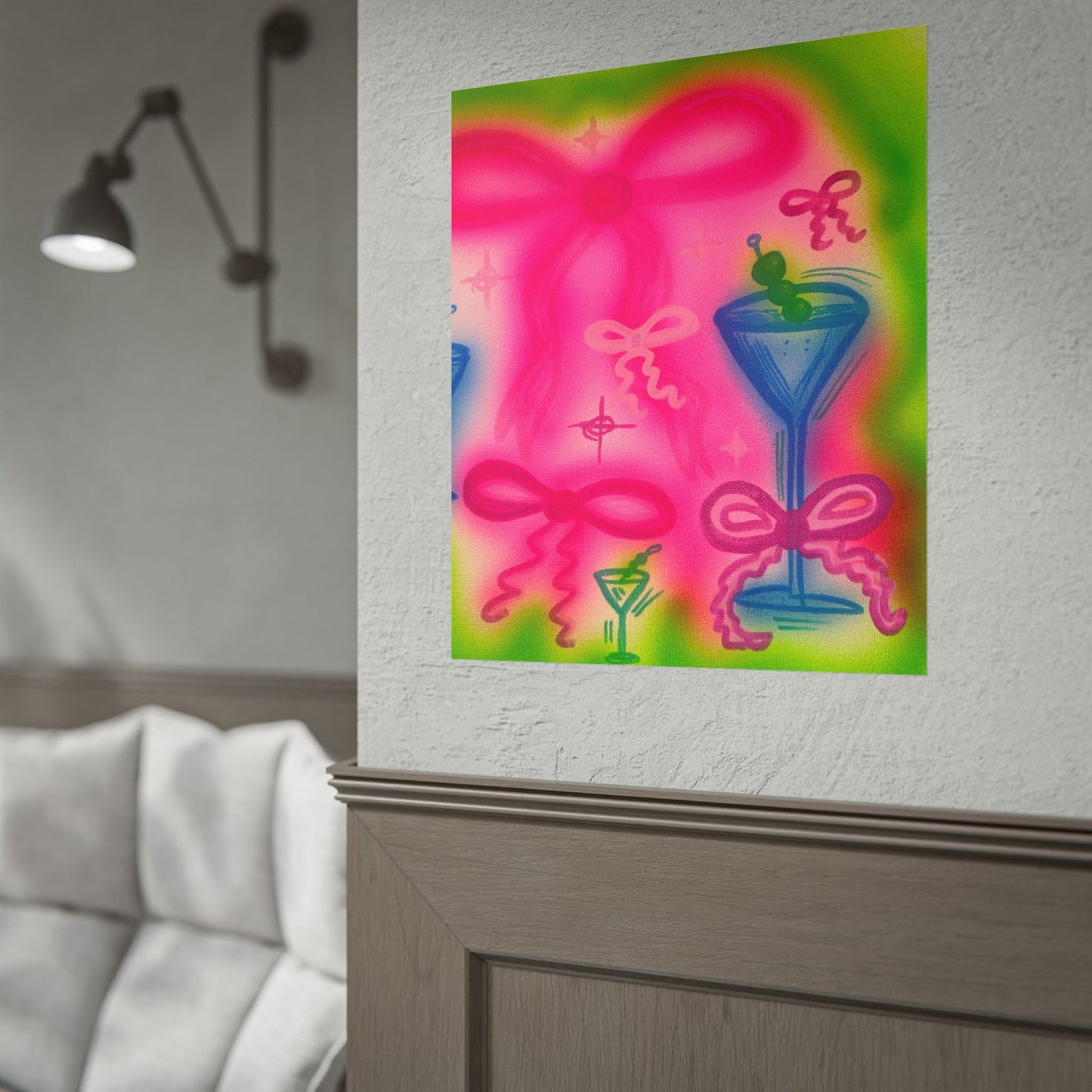 "bow martini" airbrush rolled print