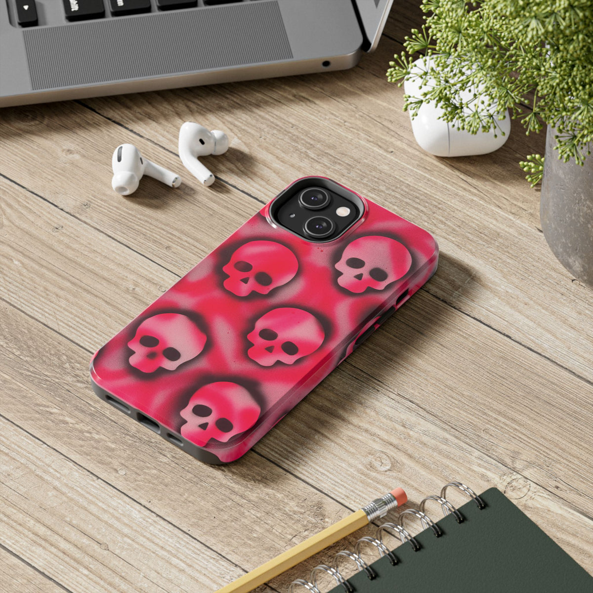 "pink skully" airbrush iPhone case
