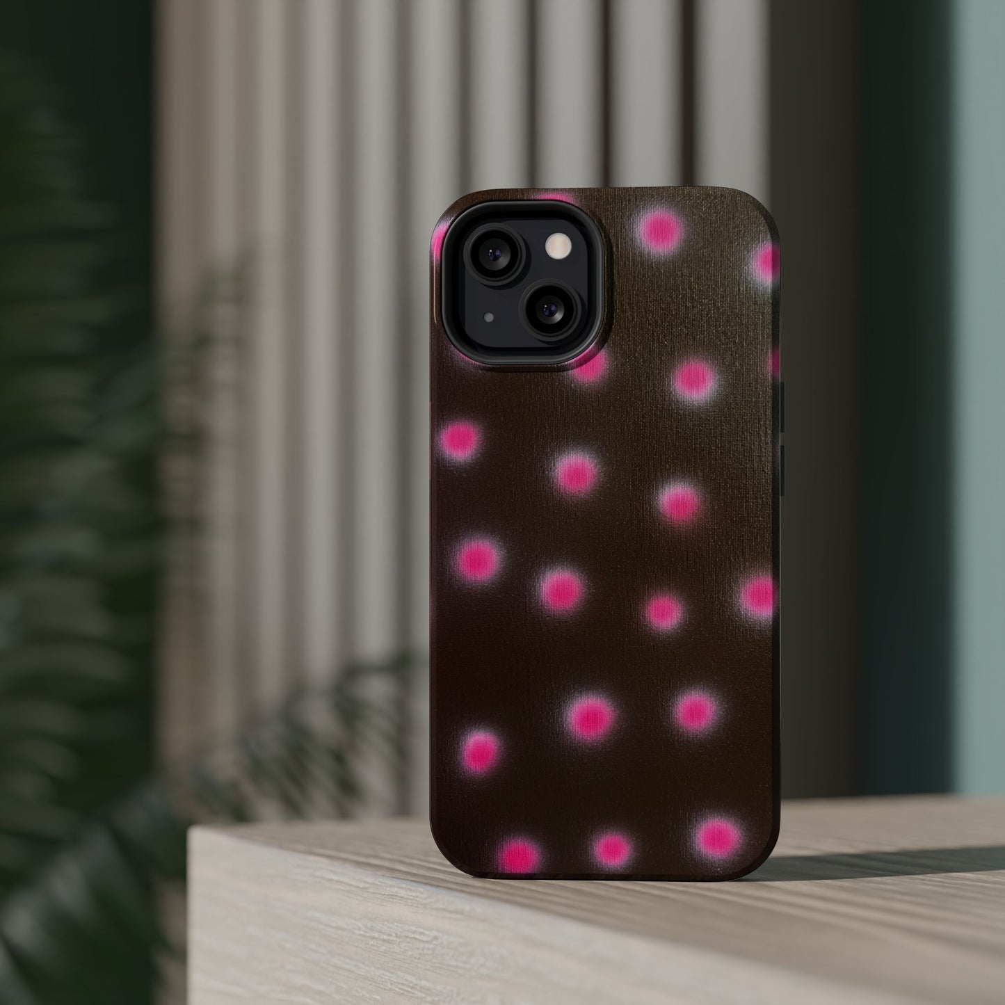 MagSafe "cherry mocha polka dot" airbrush iPhone case