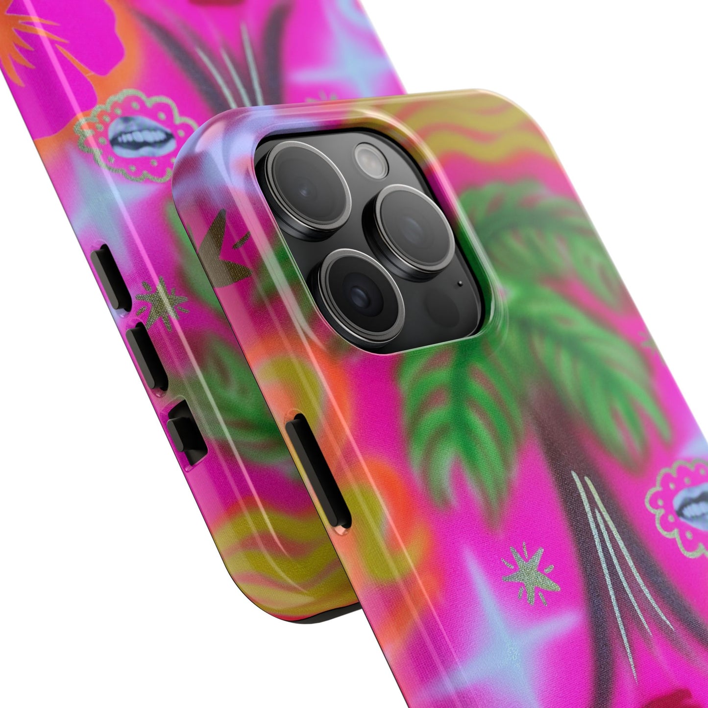 "neon pink palms" airbrush iPhone case
