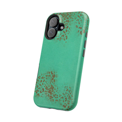 MagSafe "teal cheetah" airbrush iPhone case