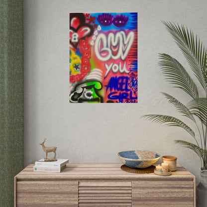 "luv u angel girl" airbrush rolled print