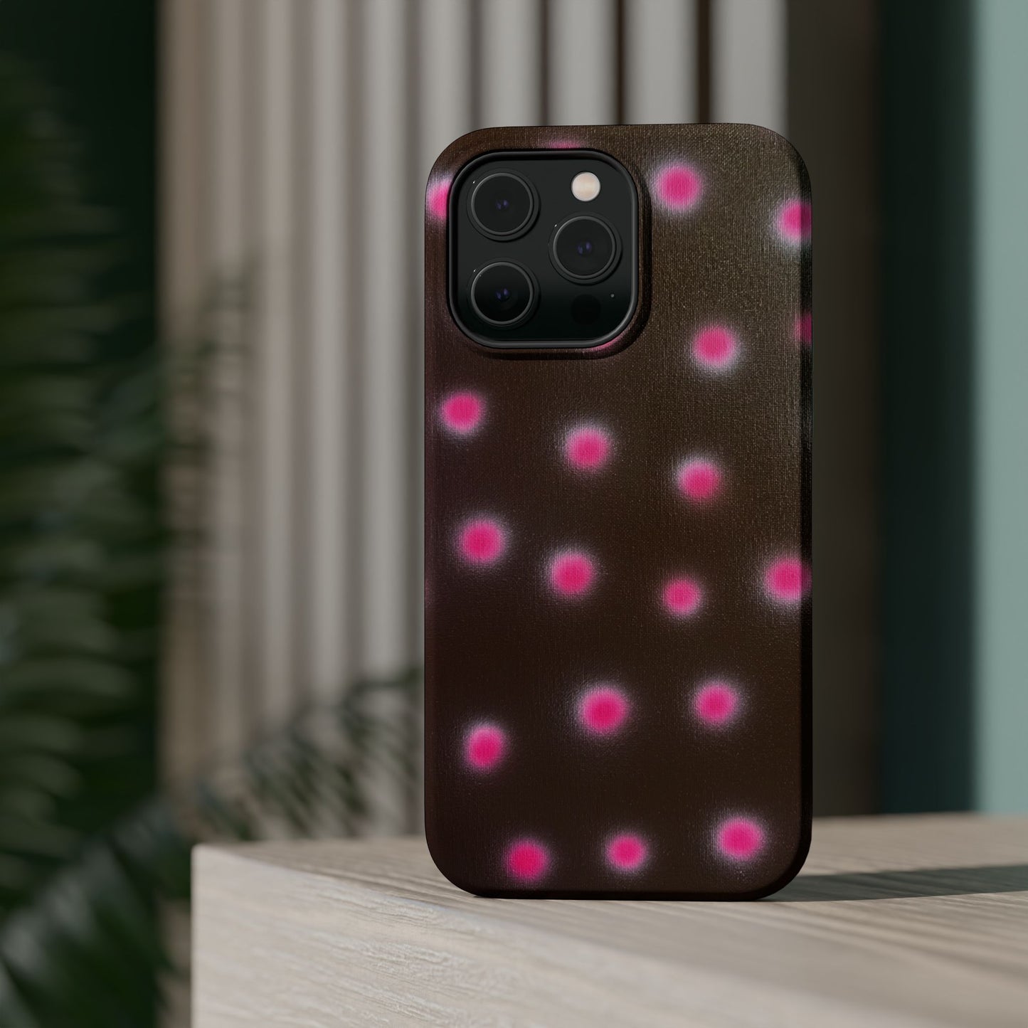 MagSafe "cherry mocha polka dot" airbrush iPhone case