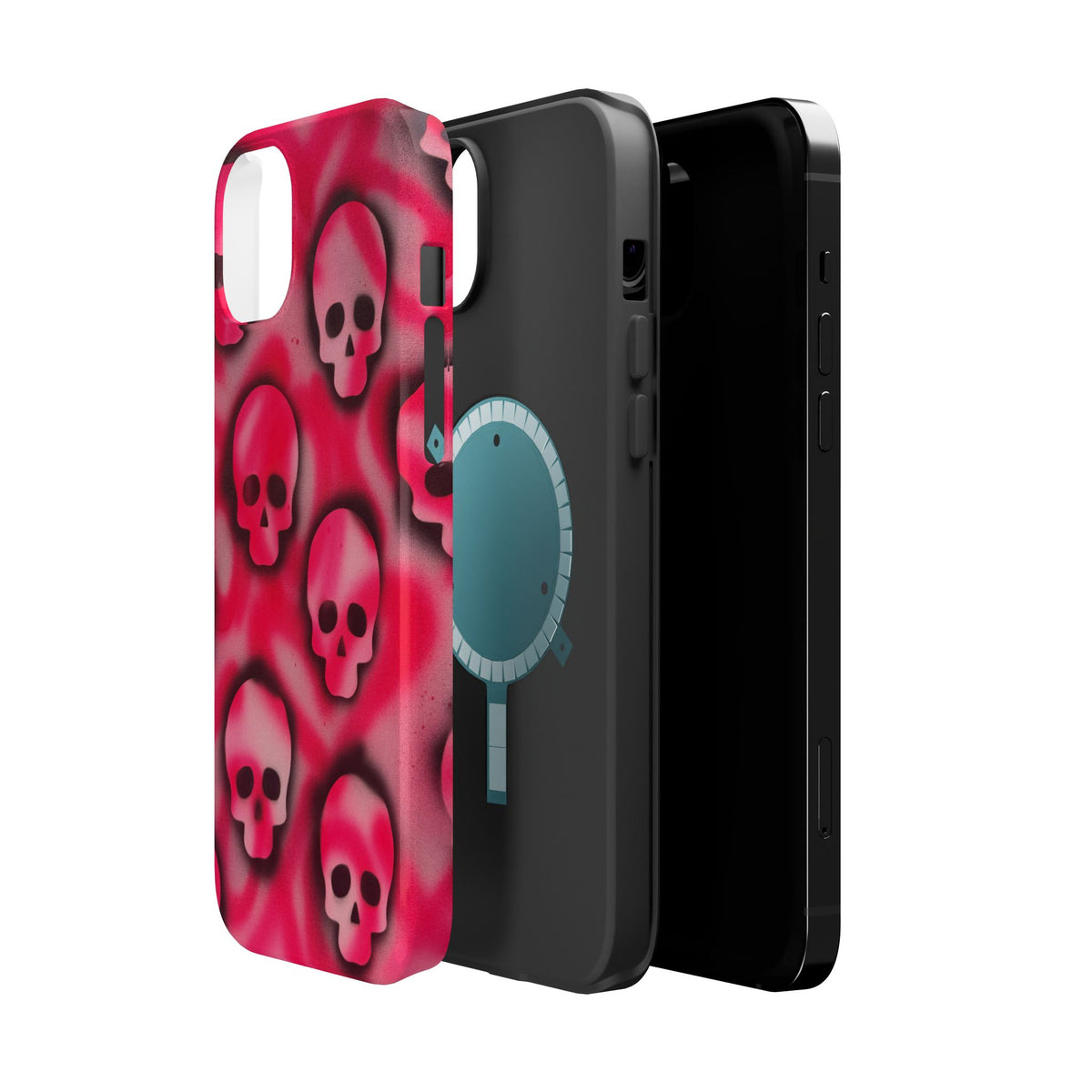 MagSafe "pink skully" airbrush iPhone case
