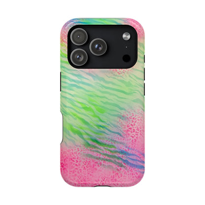 MagSafe "teal cheetah" airbrush iPhone case