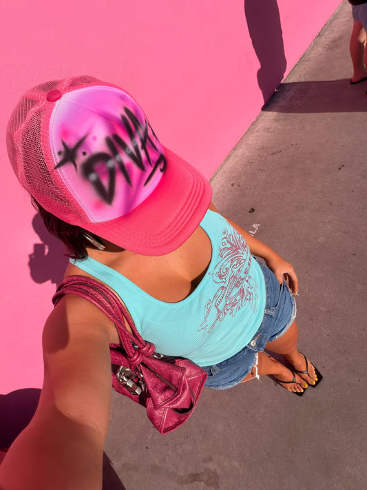 "diva" pink airbrush hat