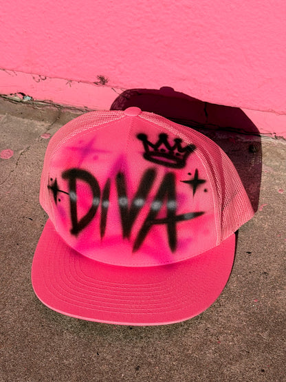 "diva" airbrush pink hat