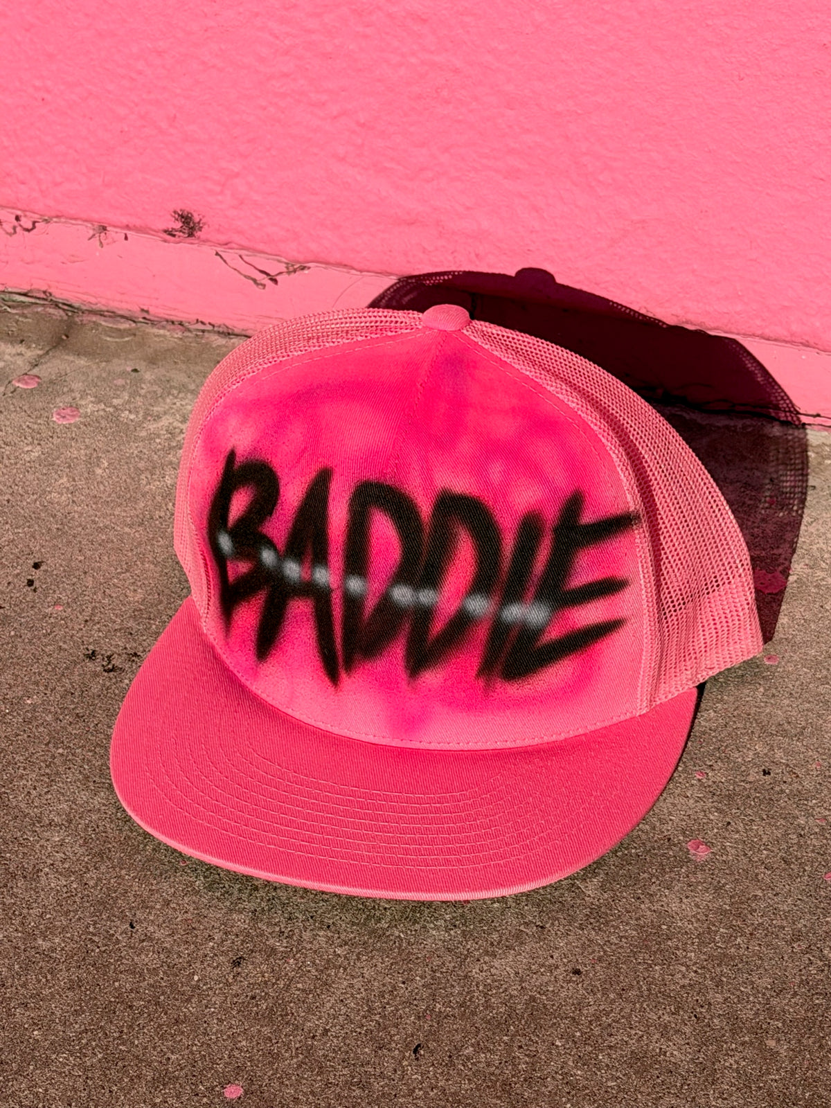 "baddie" airbrush pink hat