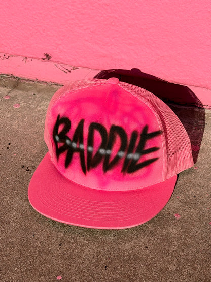 "baddie" airbrush pink hat