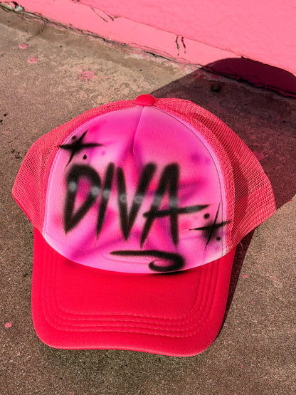 "diva" pink airbrush hat