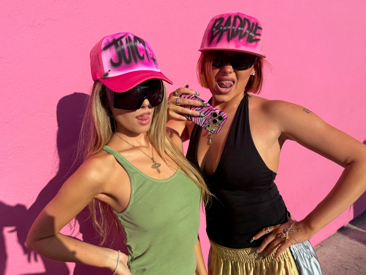 "baddie" airbrush pink hat