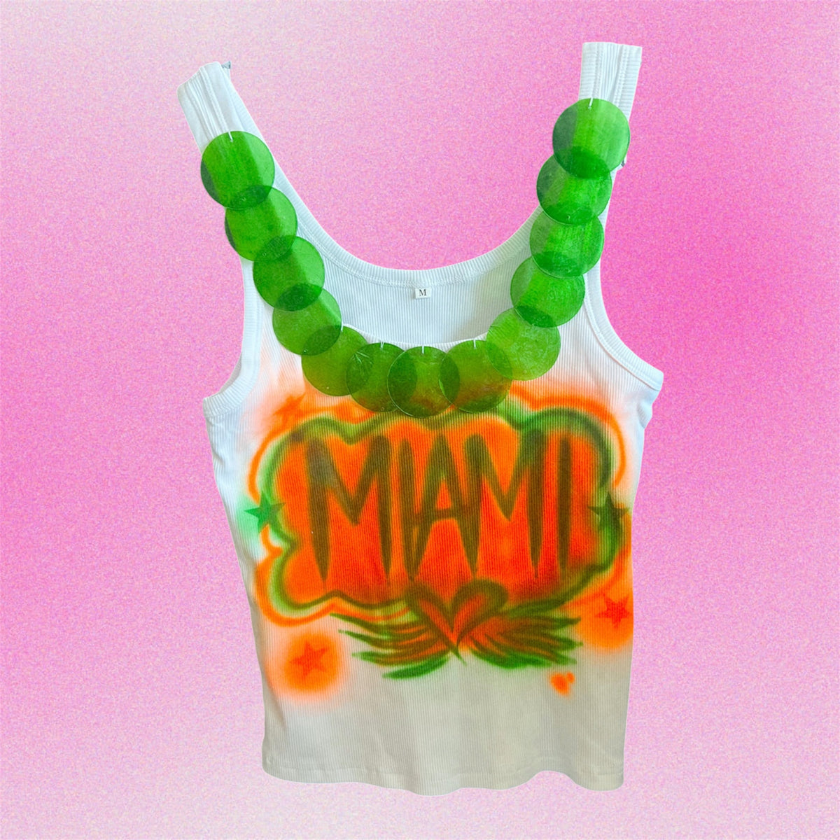 Miami Airbrush Shell Tank Top - Size Medium