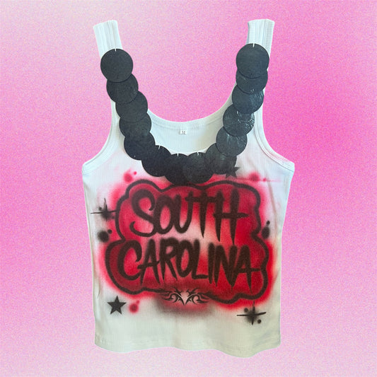 South Carolina Airbrush Shell Tank Top - Size Medium