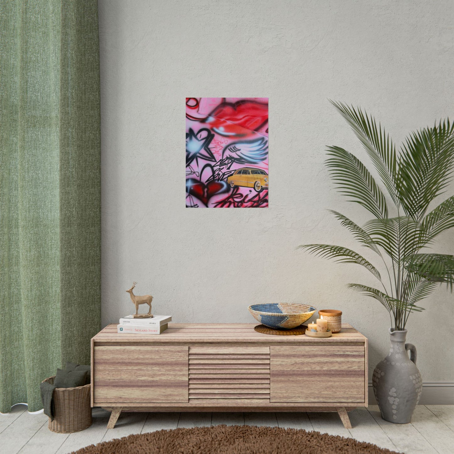 "lust or love" airbrush rolled print
