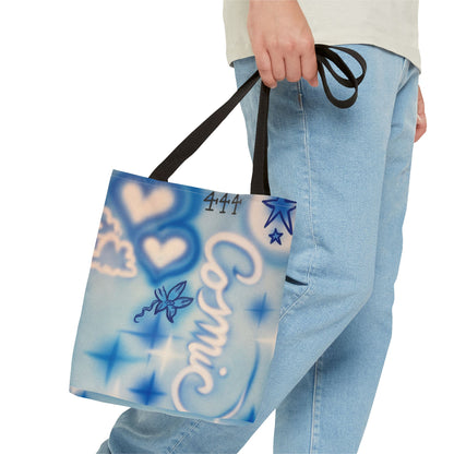 "cosmic" airbrush tote bag