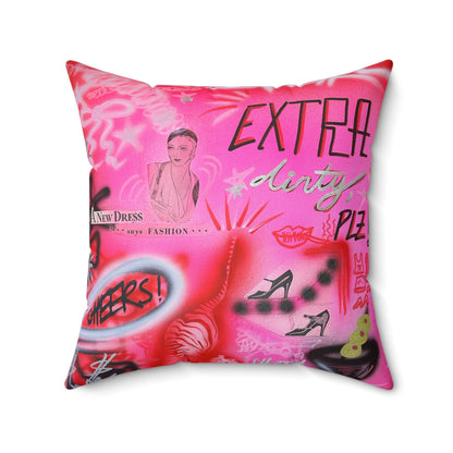 "extra dirty, plz" airbrush pillow