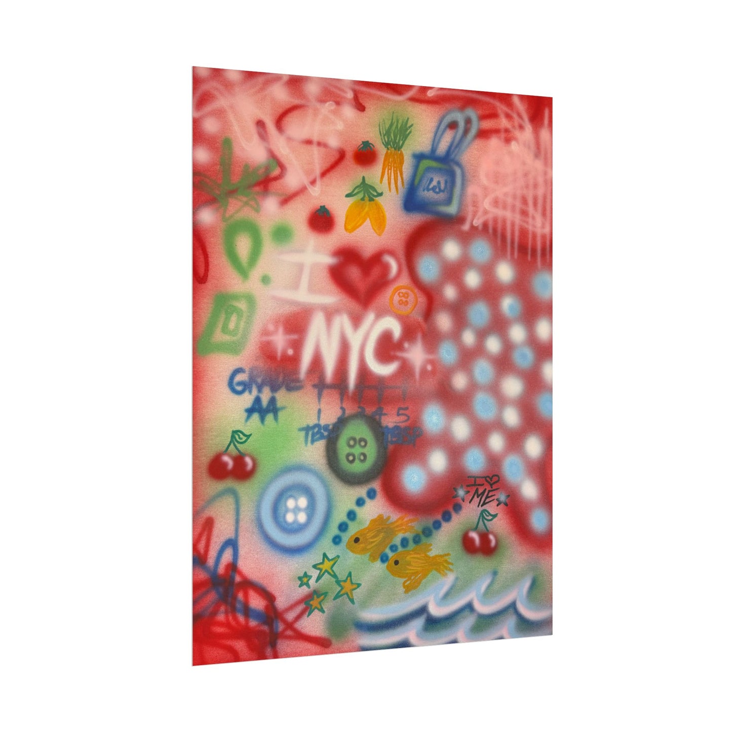 "i <3 NYC" airbrush rolled print