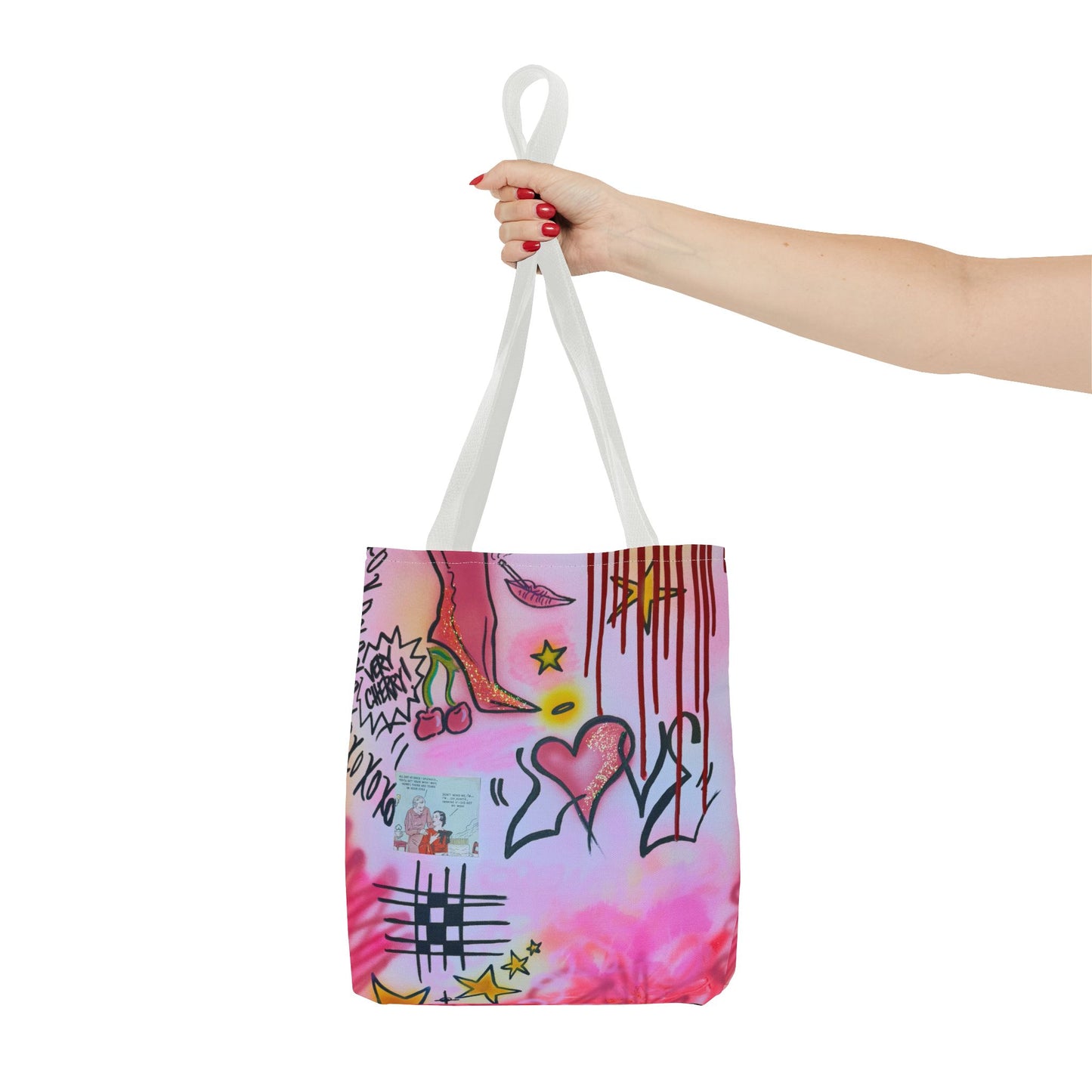 "cherry luvr" airbrush tote bag