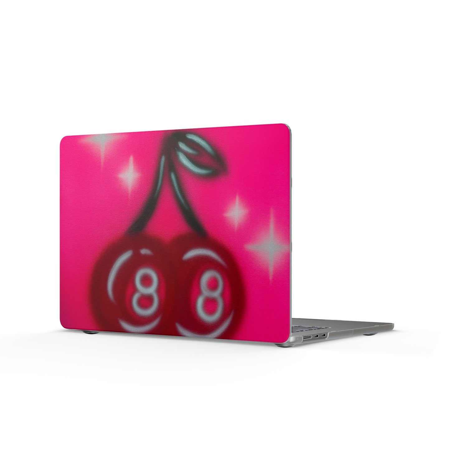 "cherry 8ball" airbrush matte macbook case