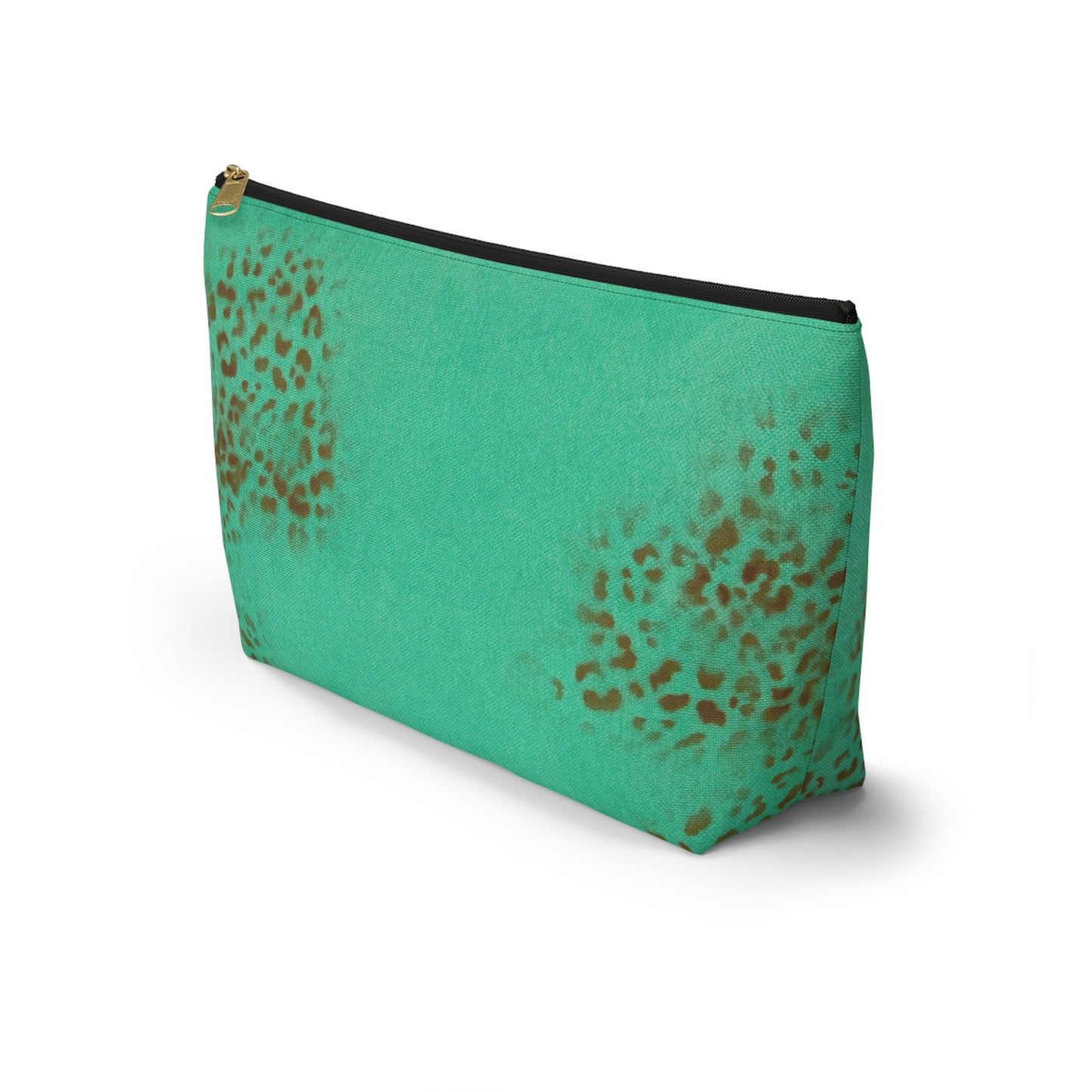"teal cheetah" airbrush makeup pouch