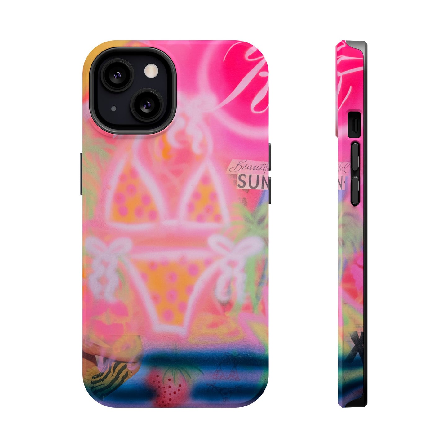 MagSafe "santa monica strawberry" airbrush iPhone case