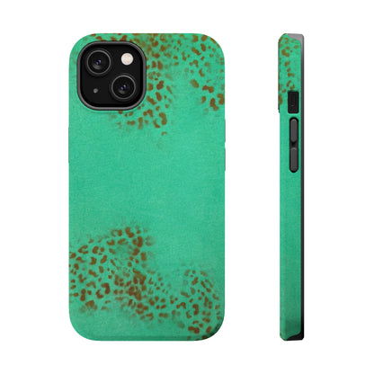 MagSafe "teal cheetah" airbrush iPhone case